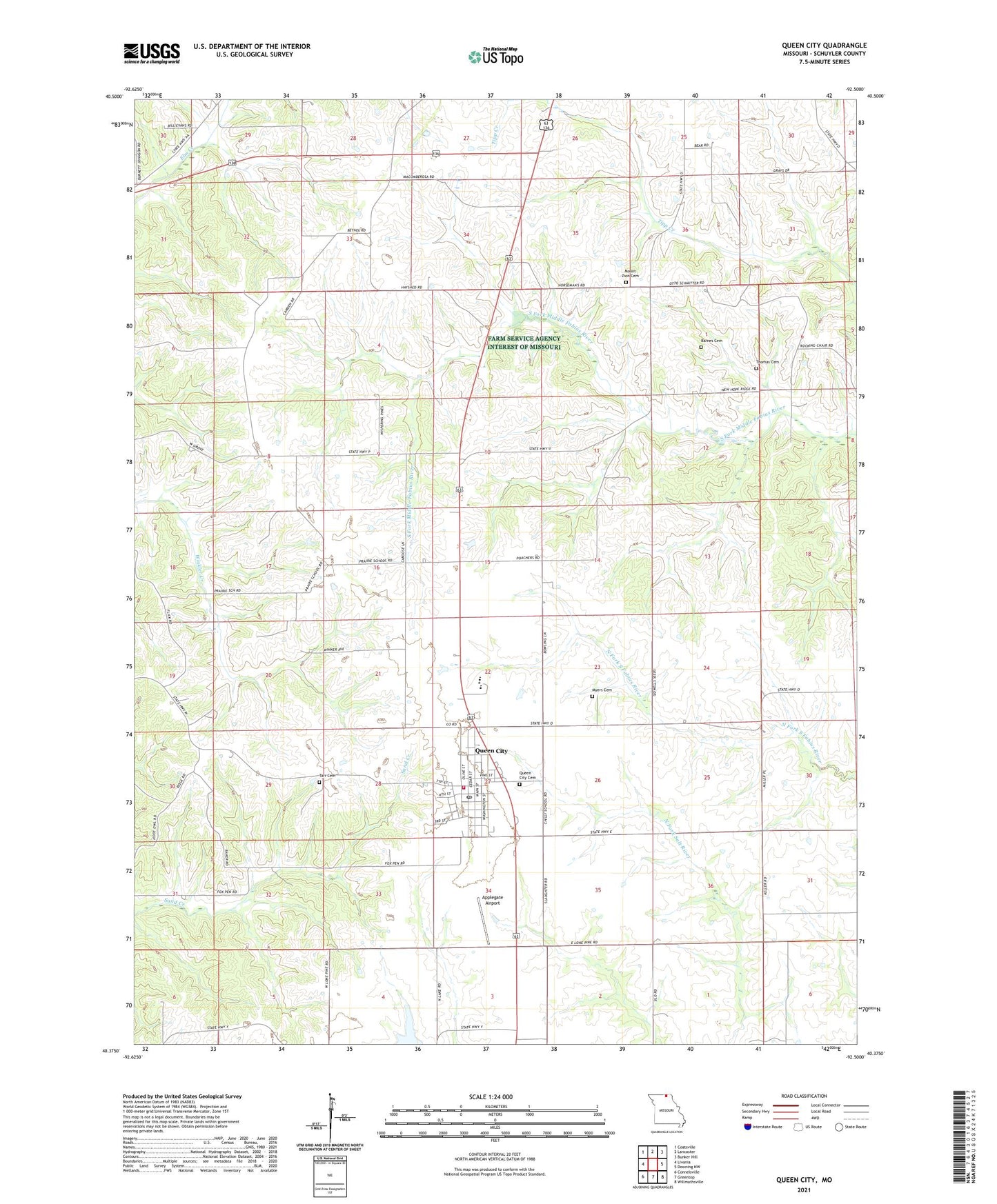 Queen City Missouri US Topo Map Image