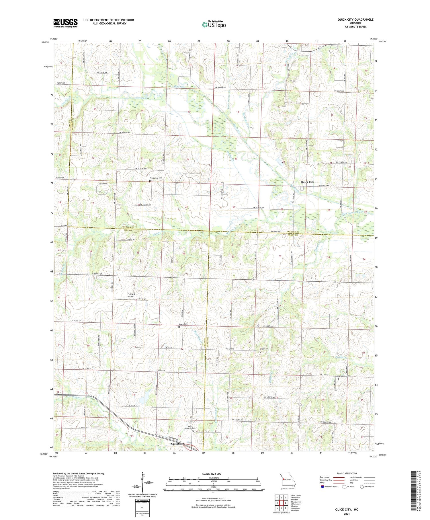 Quick City Missouri US Topo Map Image