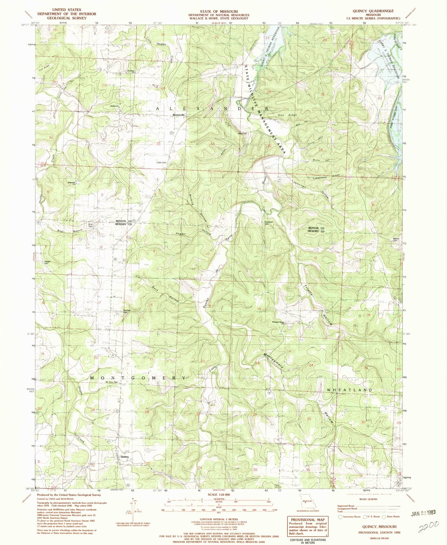 Classic USGS Quincy Missouri 7.5'x7.5' Topo Map Image