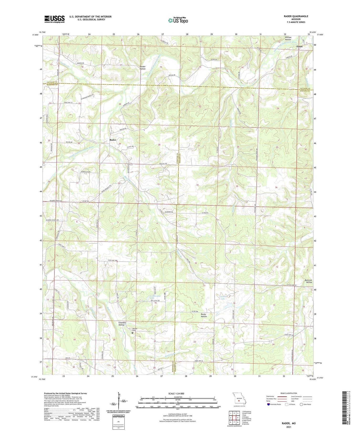 Rader Missouri US Topo Map Image