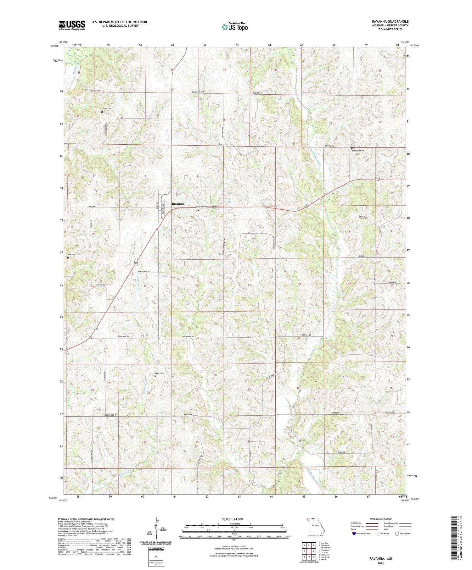 Ravanna Missouri US Topo Map Image