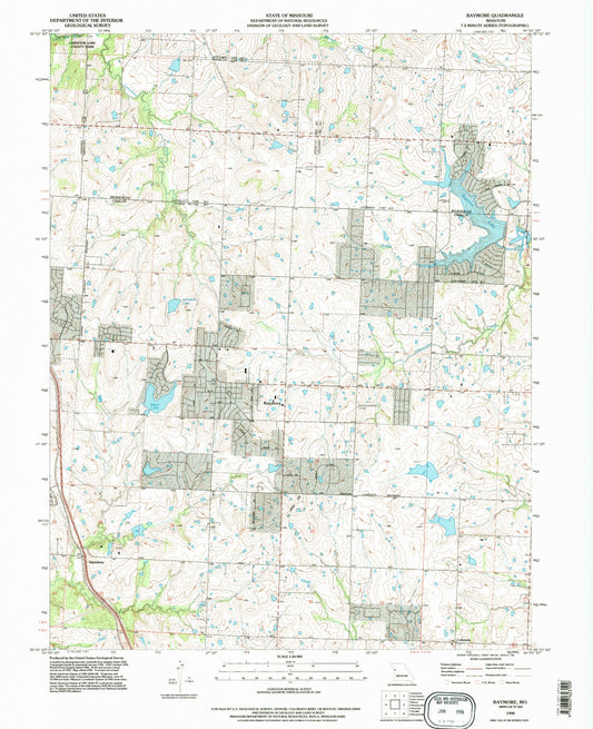 Classic USGS Raymore Missouri 7.5'x7.5' Topo Map Image