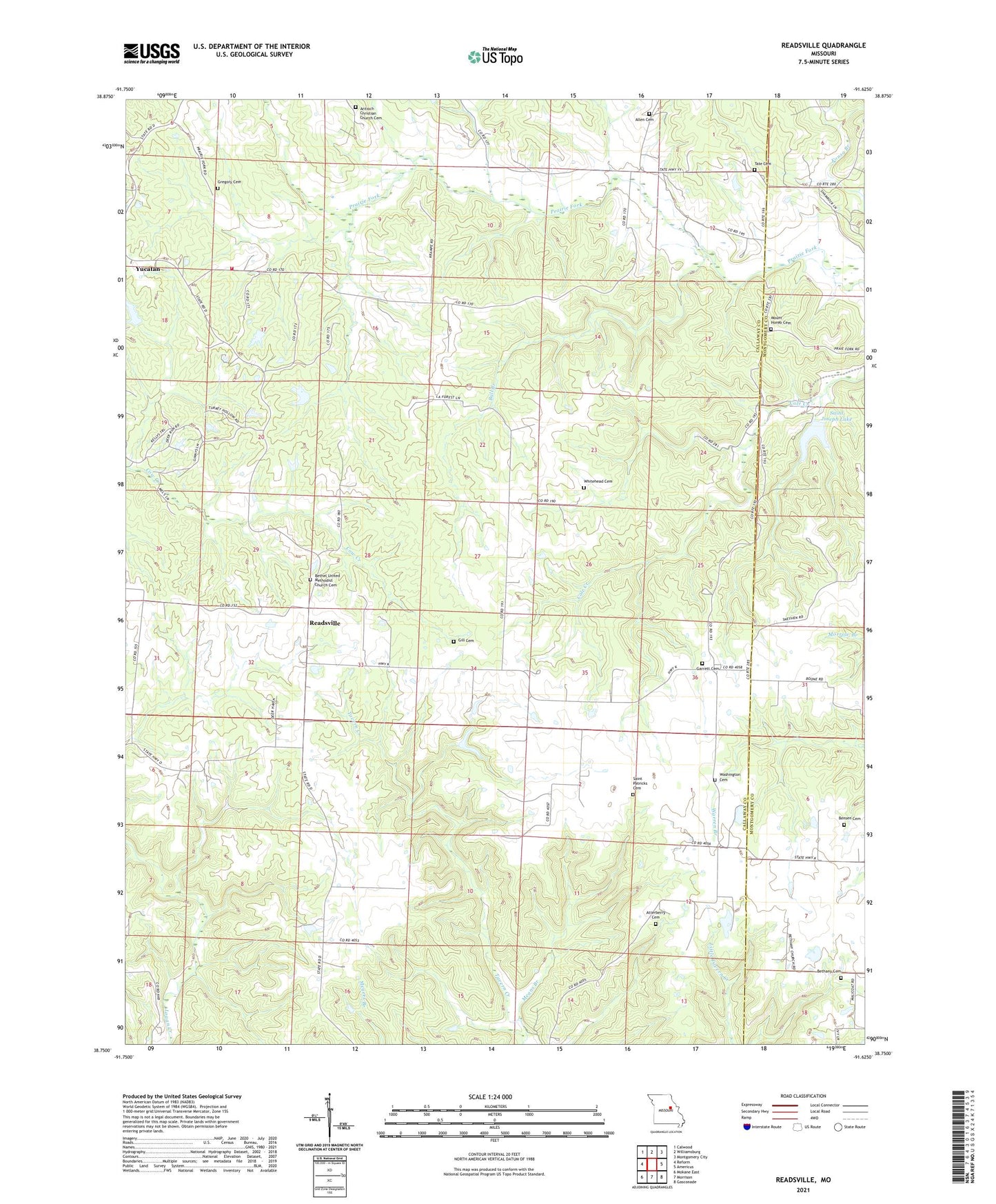 Readsville Missouri US Topo Map Image