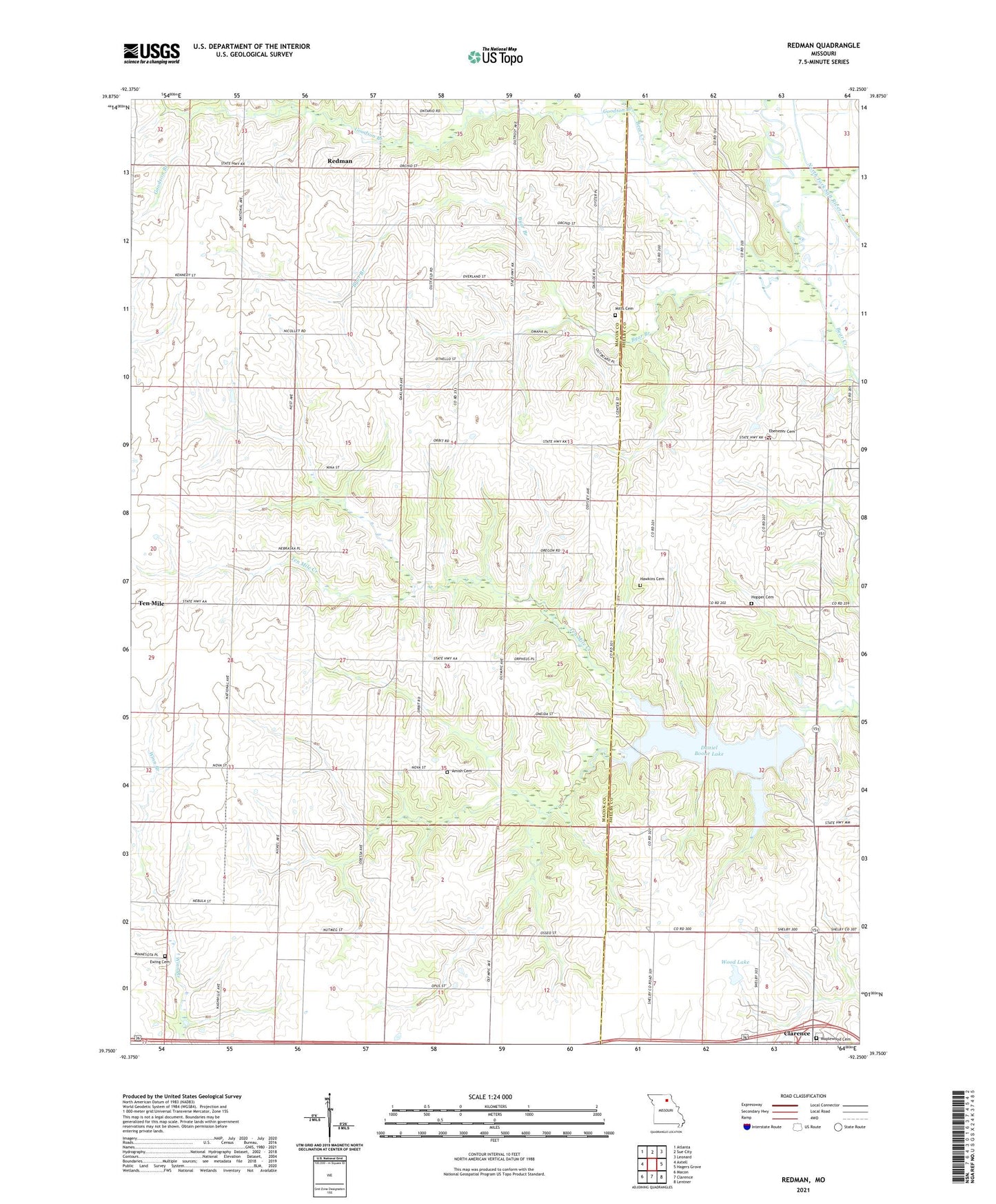 Redman Missouri US Topo Map Image