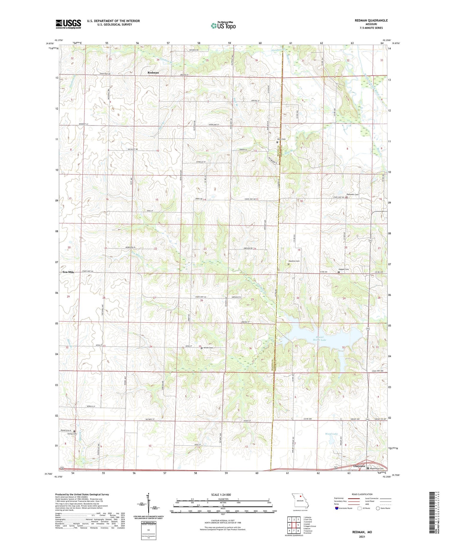 Redman Missouri US Topo Map Image
