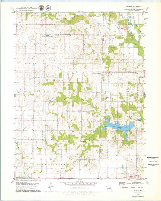 Classic USGS Redman Missouri 7.5'x7.5' Topo Map Image