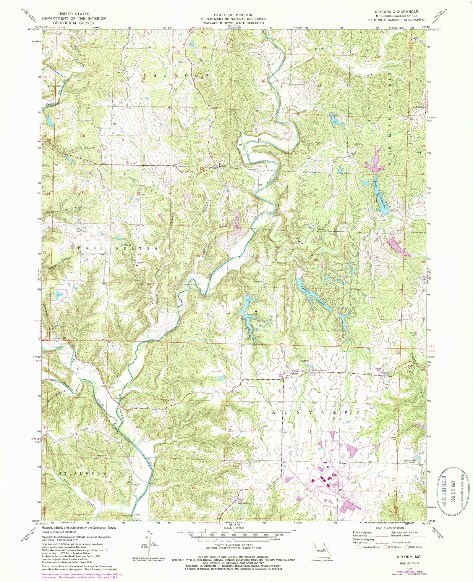 Classic USGS Reform Missouri 7.5'x7.5' Topo Map – MyTopo Map Store