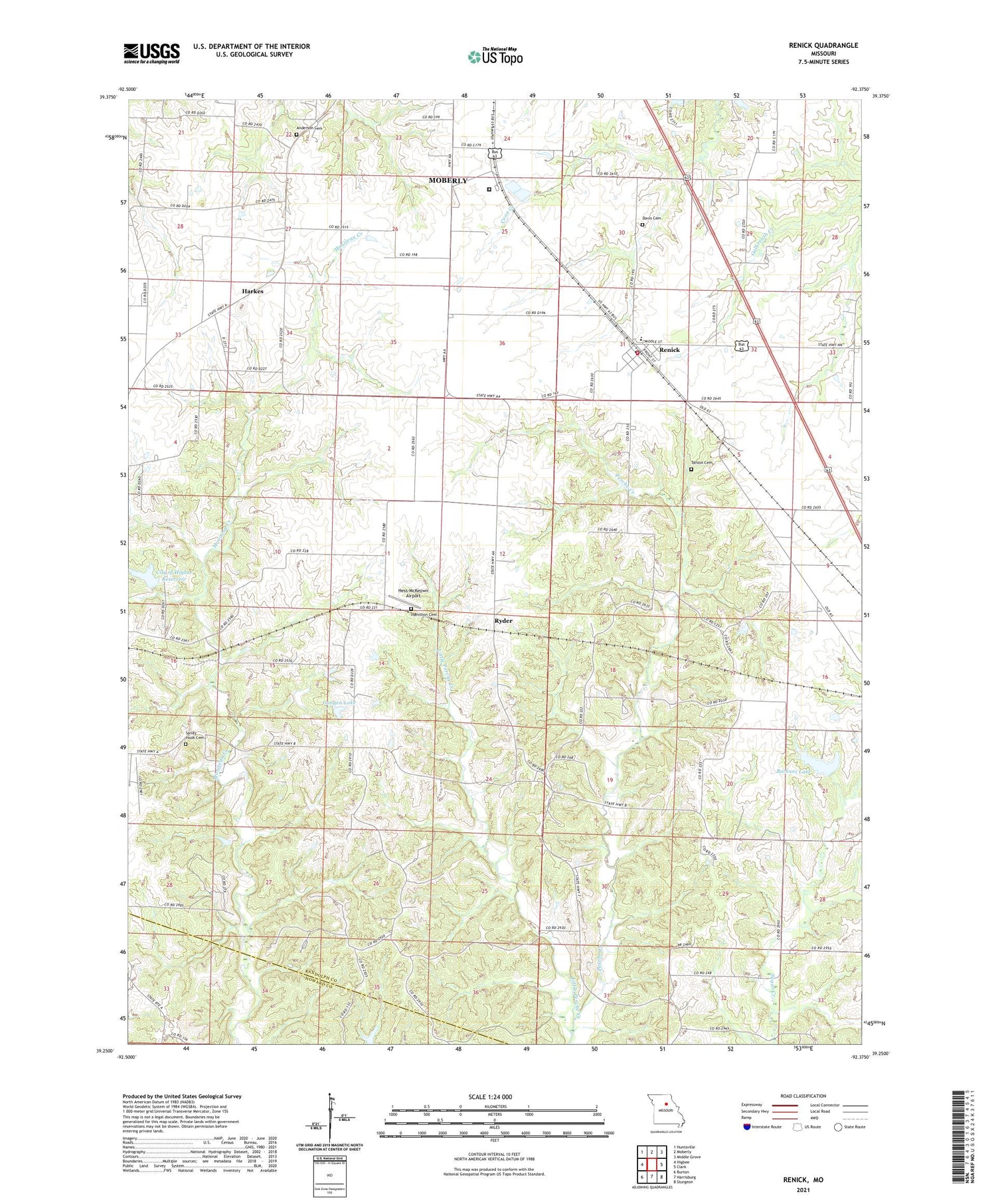 Renick Missouri US Topo Map Image