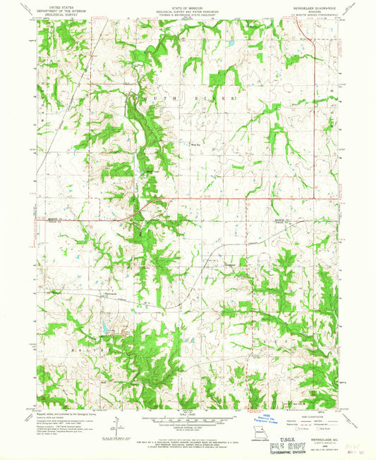 Classic USGS Rensselaer Missouri 7.5'x7.5' Topo Map Image