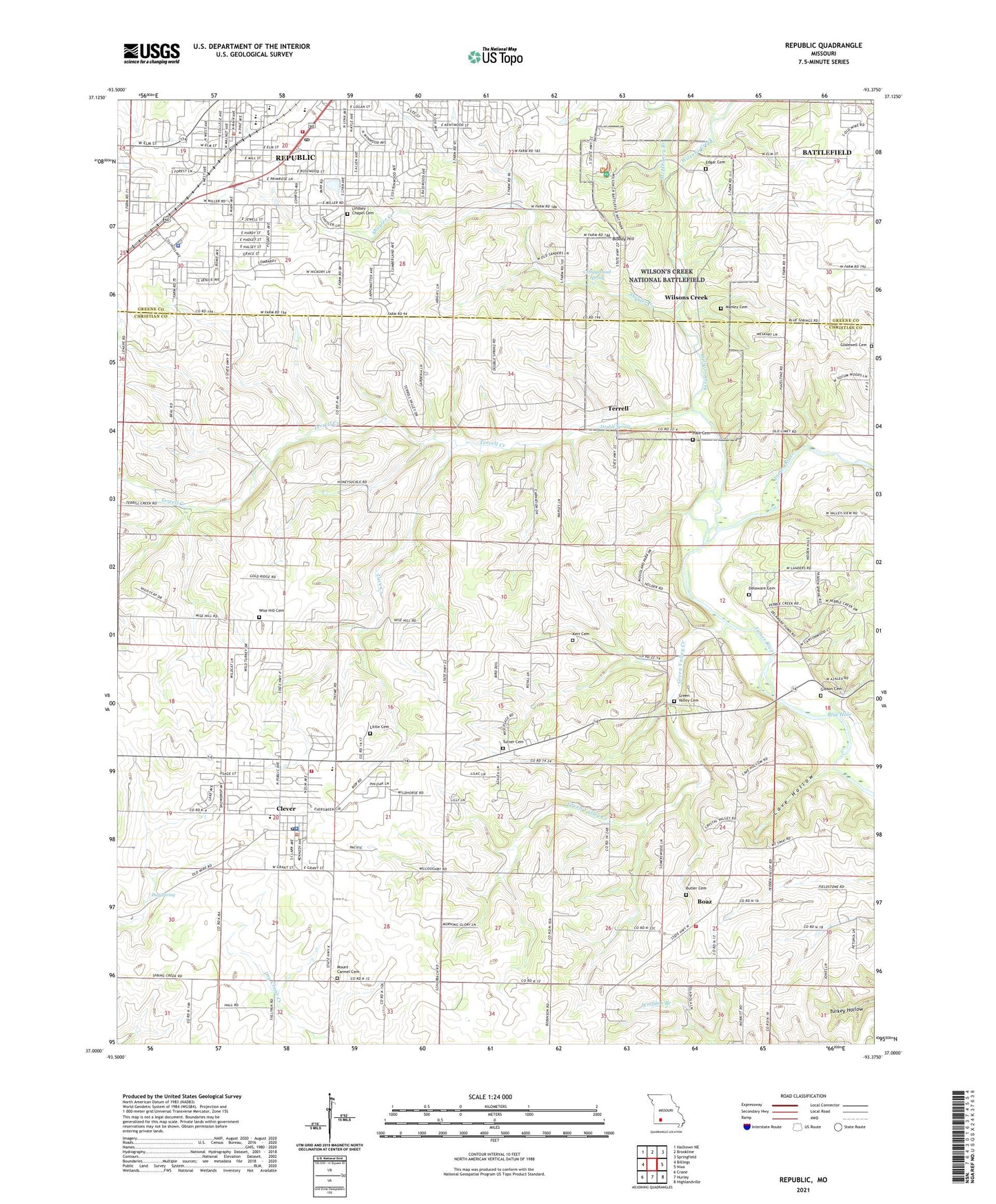 Republic Missouri US Topo Map Image