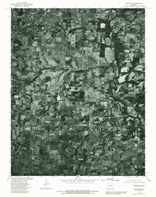 Classic USGS Republic Missouri 7.5'x7.5' Topo Map Image