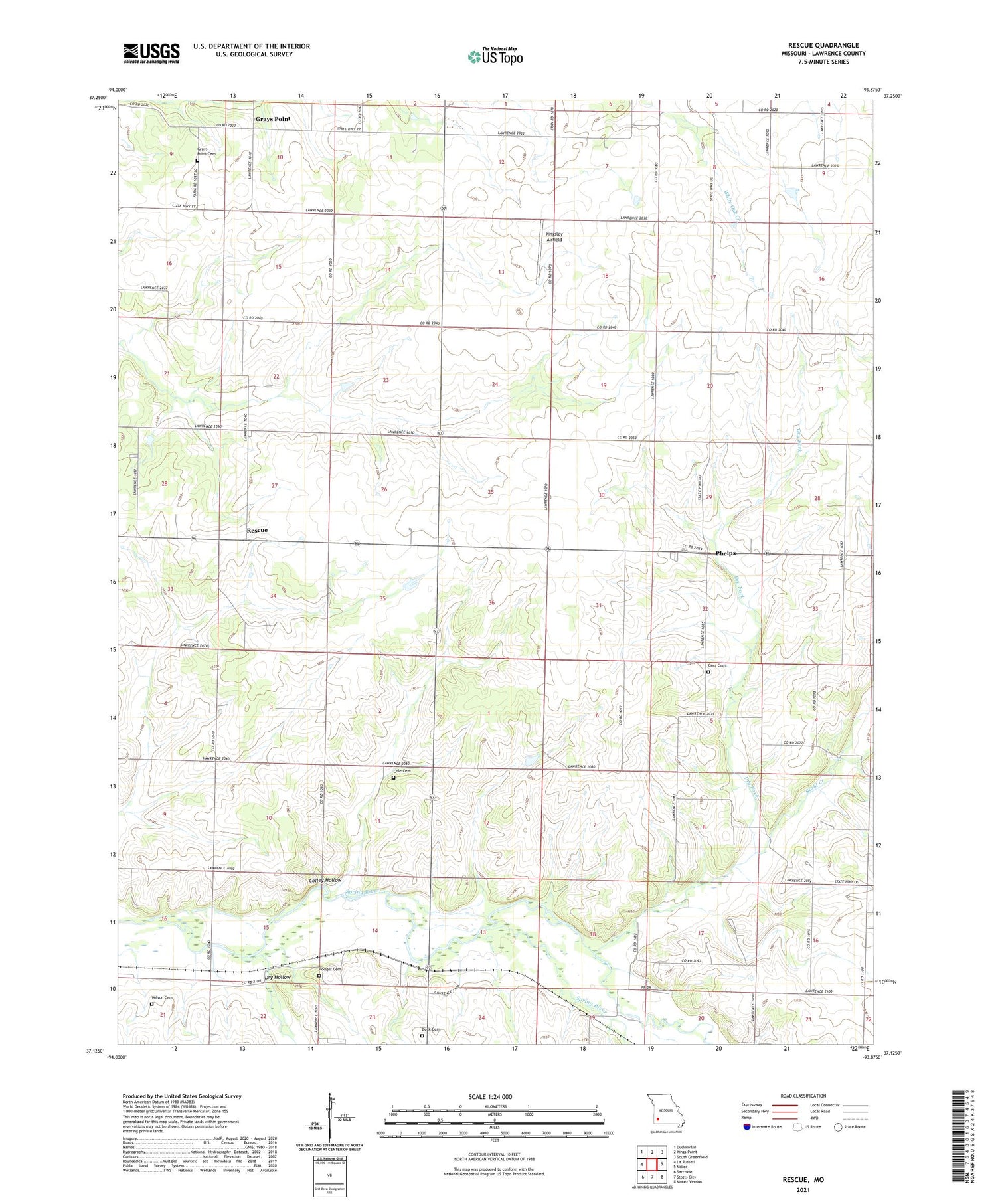 Rescue Missouri US Topo Map Image