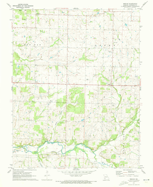 Classic USGS Rescue Missouri 7.5'x7.5' Topo Map Image