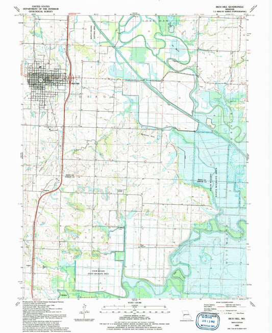 Classic USGS Rich Hill Missouri 7.5'x7.5' Topo Map Image