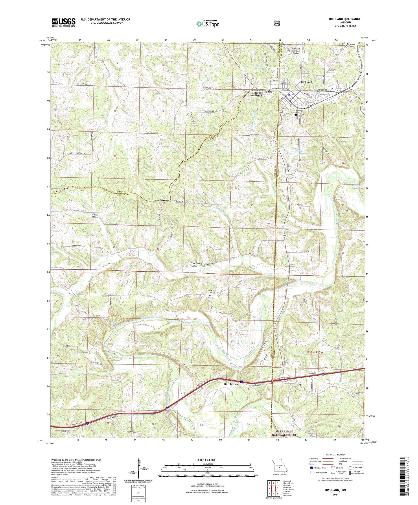 Richland Missouri US Topo Map Image