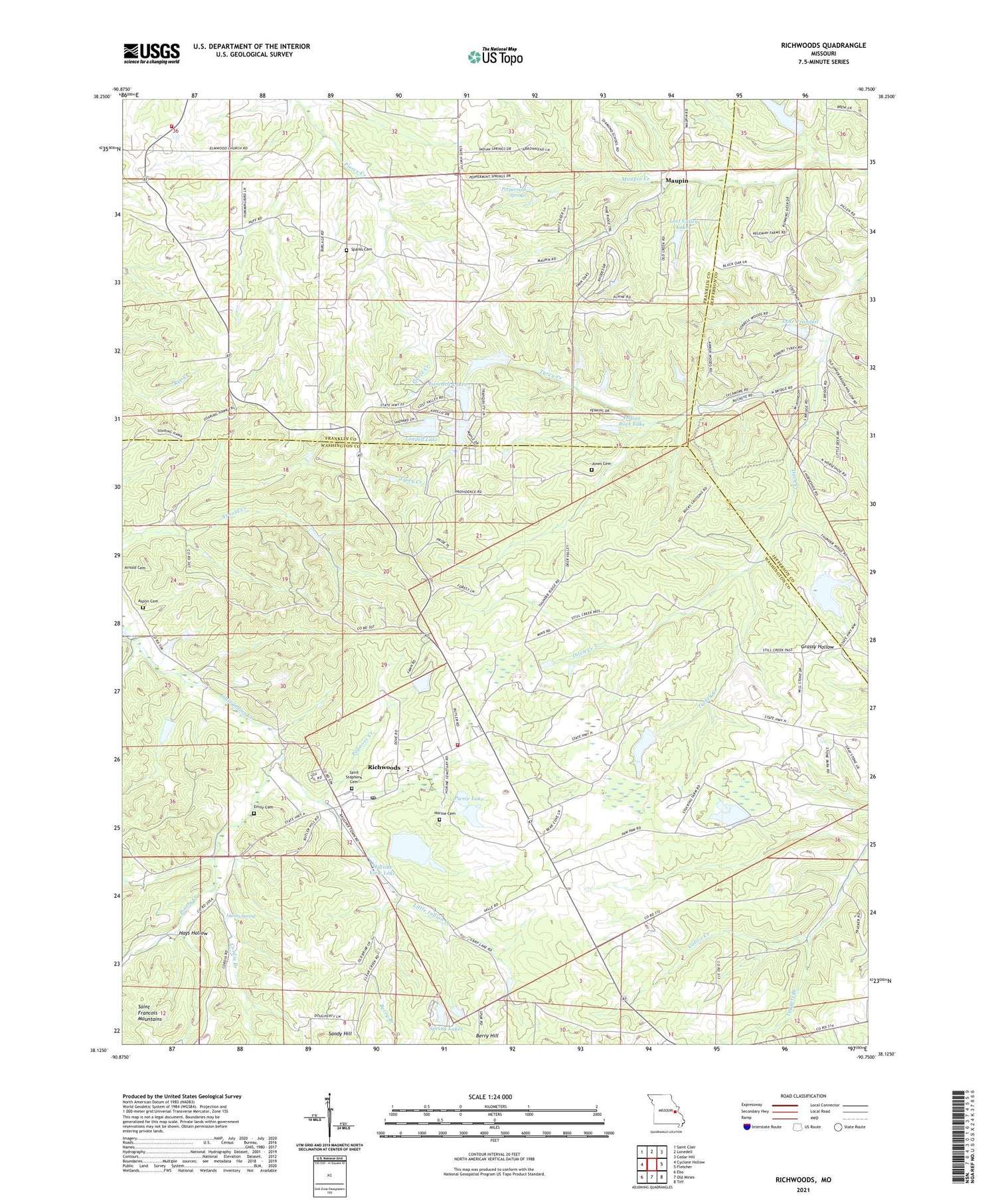 Richwoods Missouri US Topo Map Image