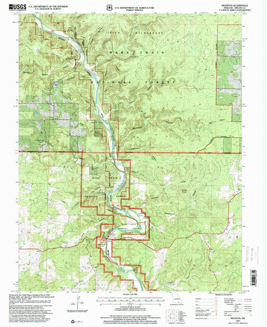 Classic USGS Riverton Missouri 7.5'x7.5' Topo Map Image