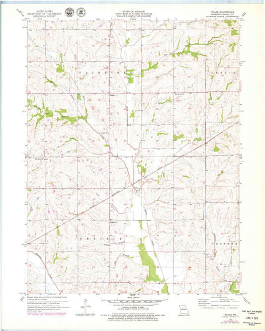 Classic USGS Roads Missouri 7.5'x7.5' Topo Map Image