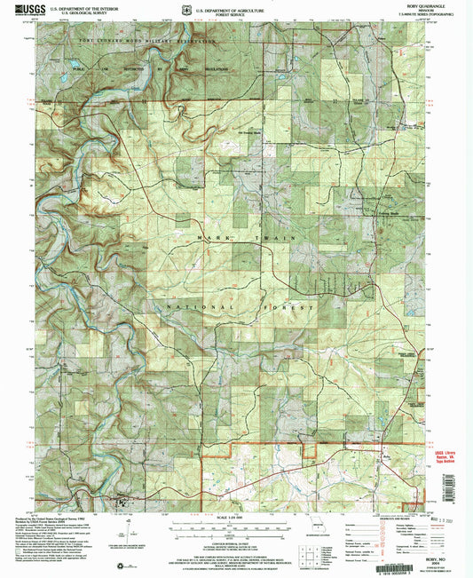 Classic USGS Roby Missouri 7.5'x7.5' Topo Map Image