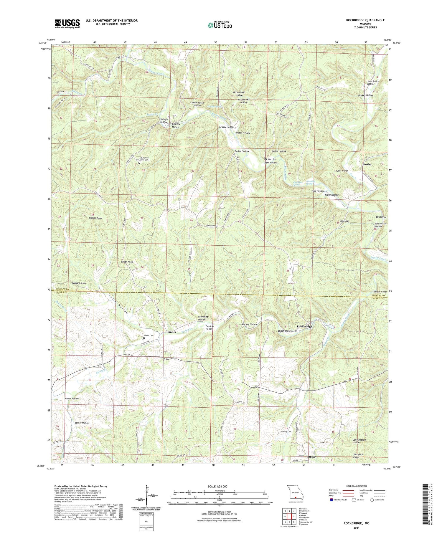 Rockbridge Missouri US Topo Map Image