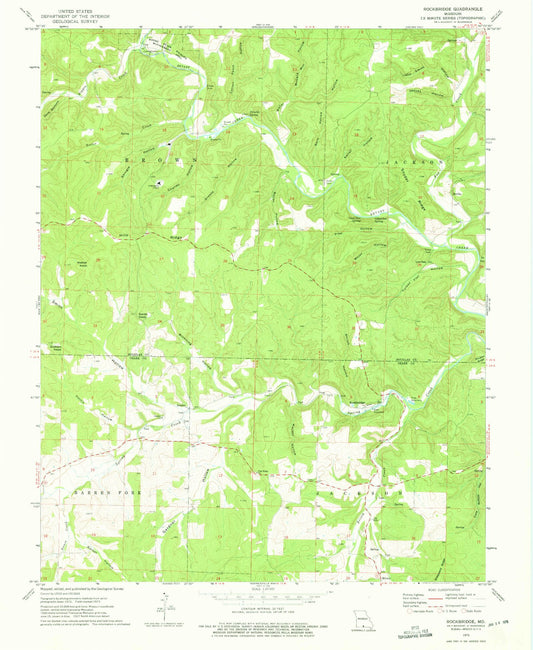 Classic USGS Rockbridge Missouri 7.5'x7.5' Topo Map Image