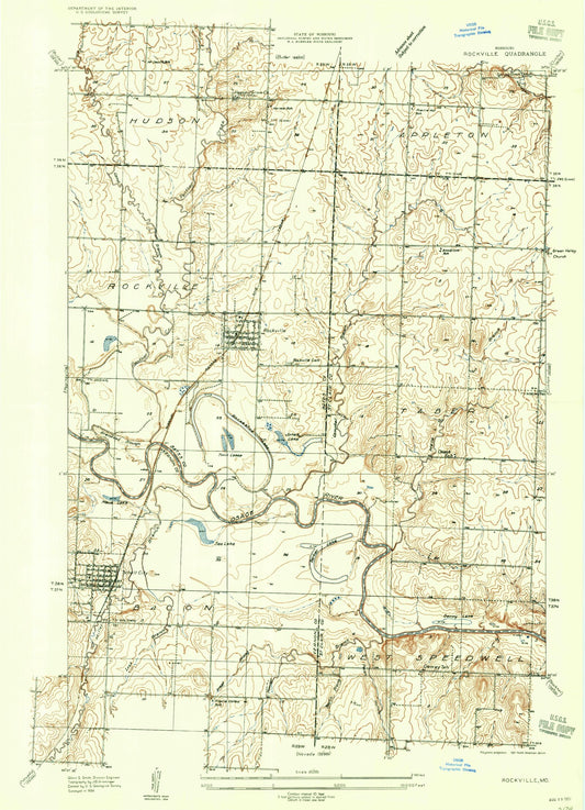 Classic USGS Rockville Missouri 7.5'x7.5' Topo Map Image