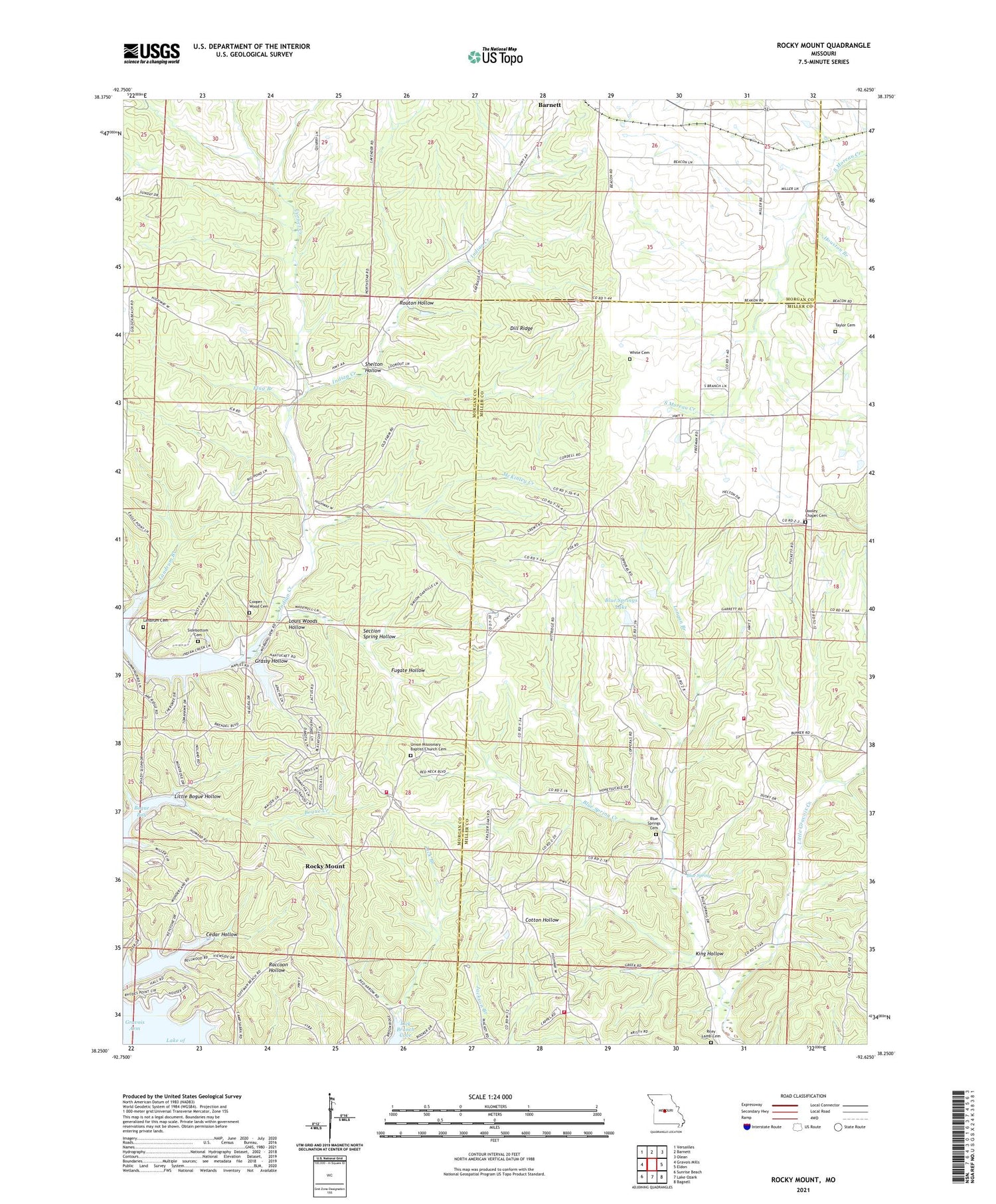 Rocky Mount Missouri US Topo Map Image