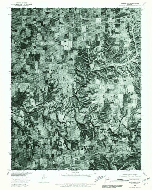 Classic USGS Rogersville Missouri 7.5'x7.5' Topo Map Image