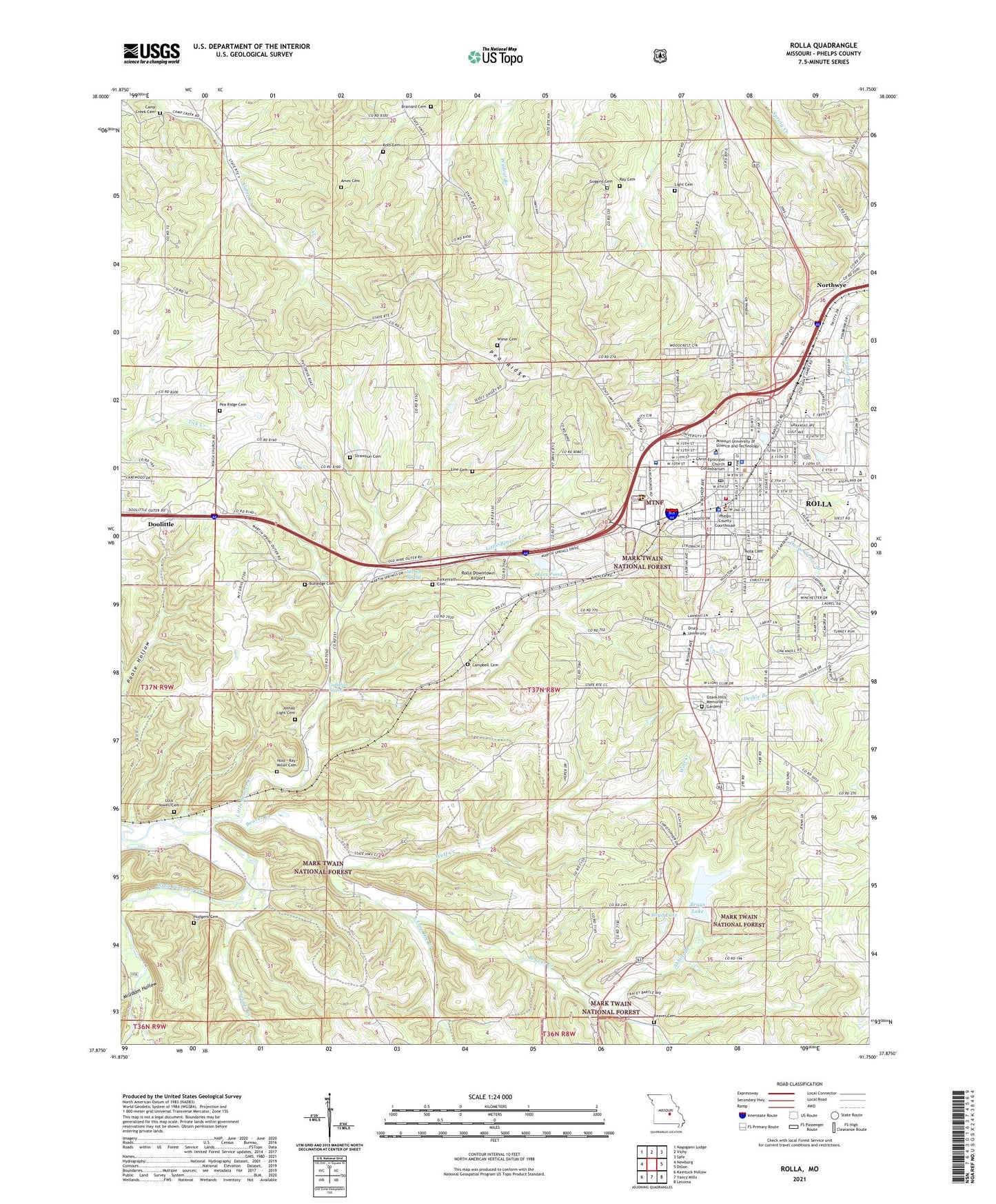 Rolla Missouri US Topo Map Image
