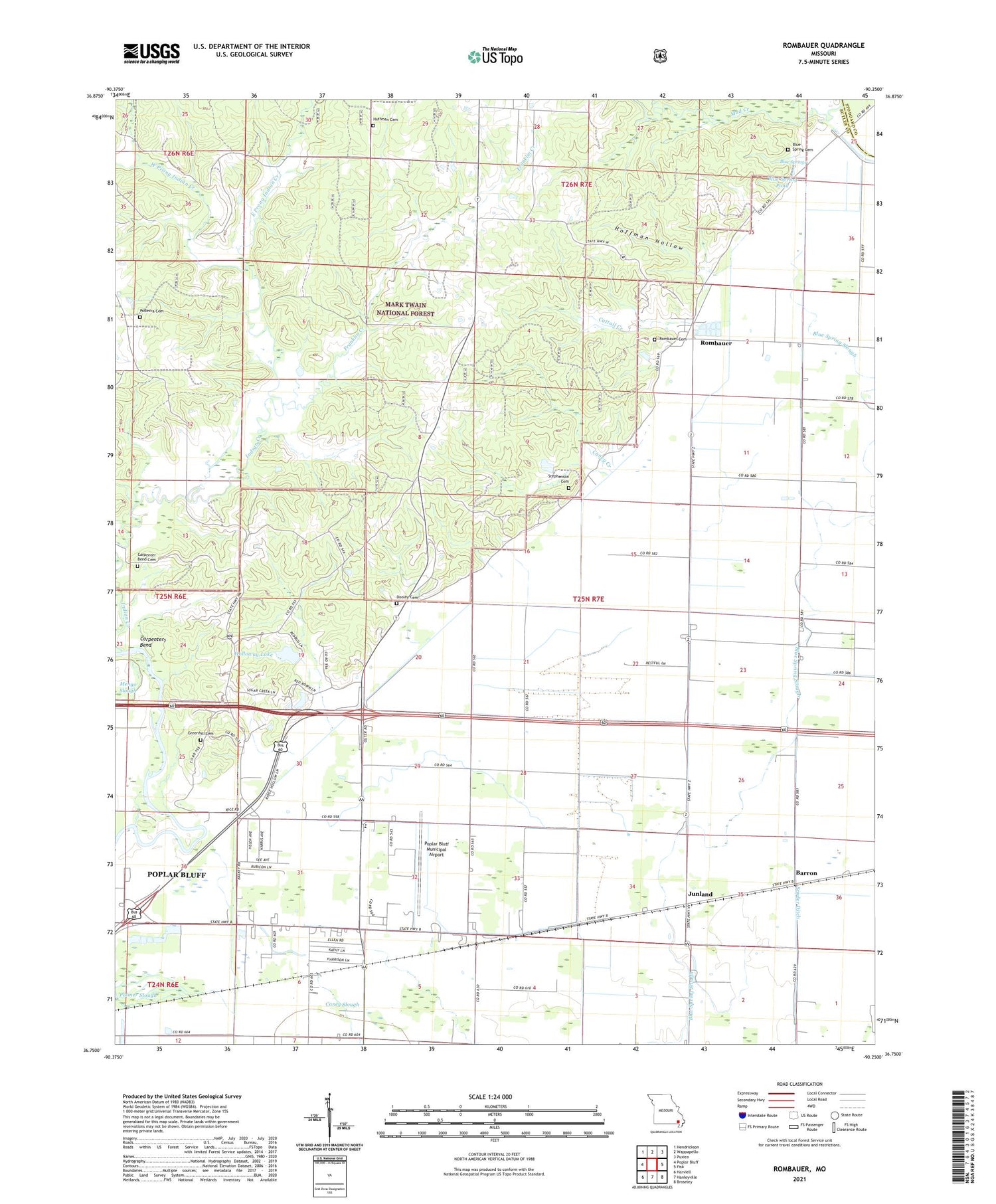 Rombauer Missouri US Topo Map Image