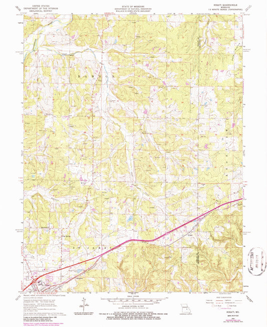 Classic USGS Rosati Missouri 7.5'x7.5' Topo Map Image