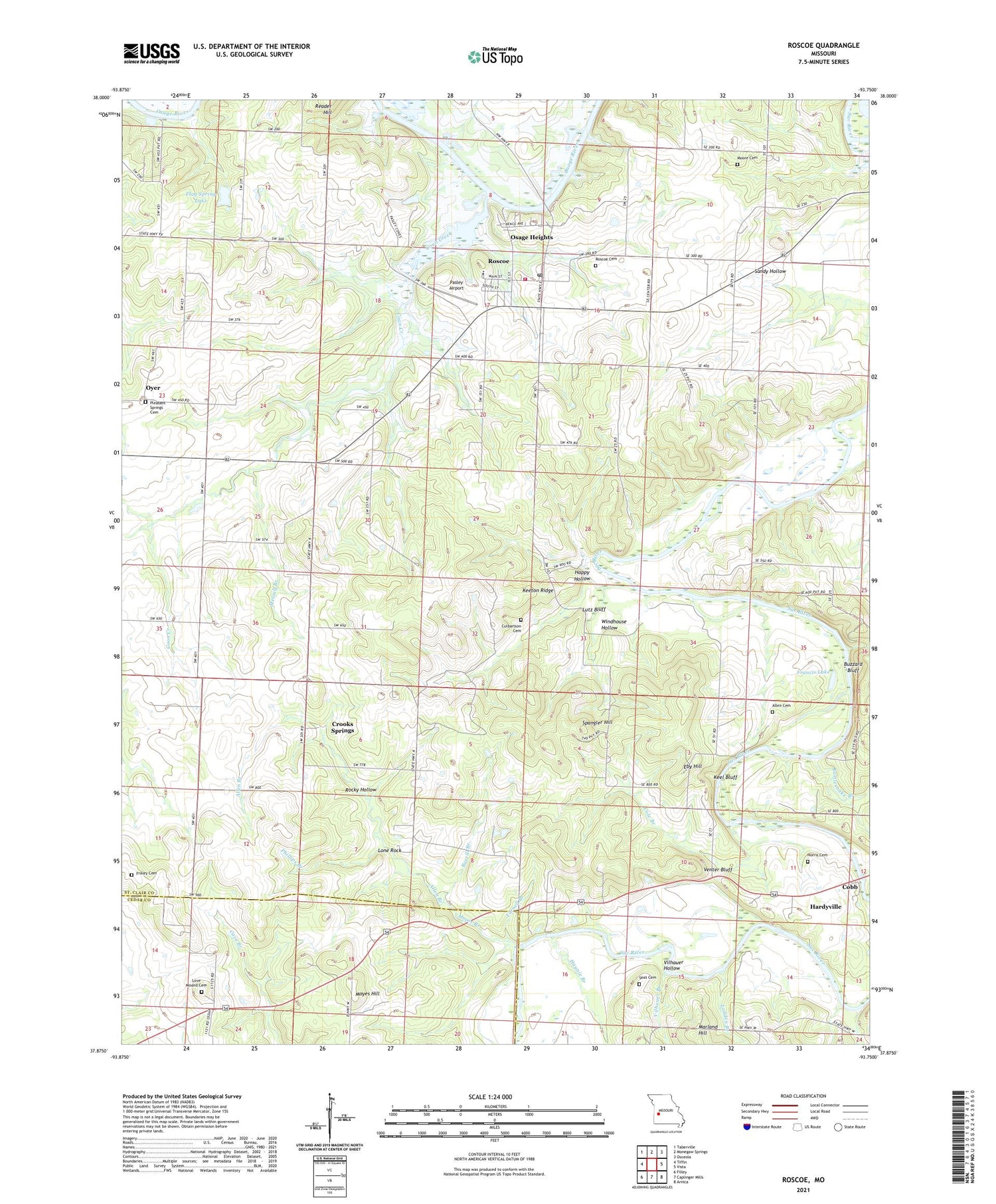 Roscoe Missouri US Topo Map Image