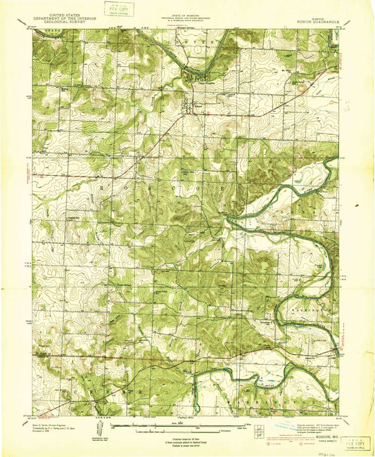 Classic USGS Roscoe Missouri 7.5'x7.5' Topo Map Image