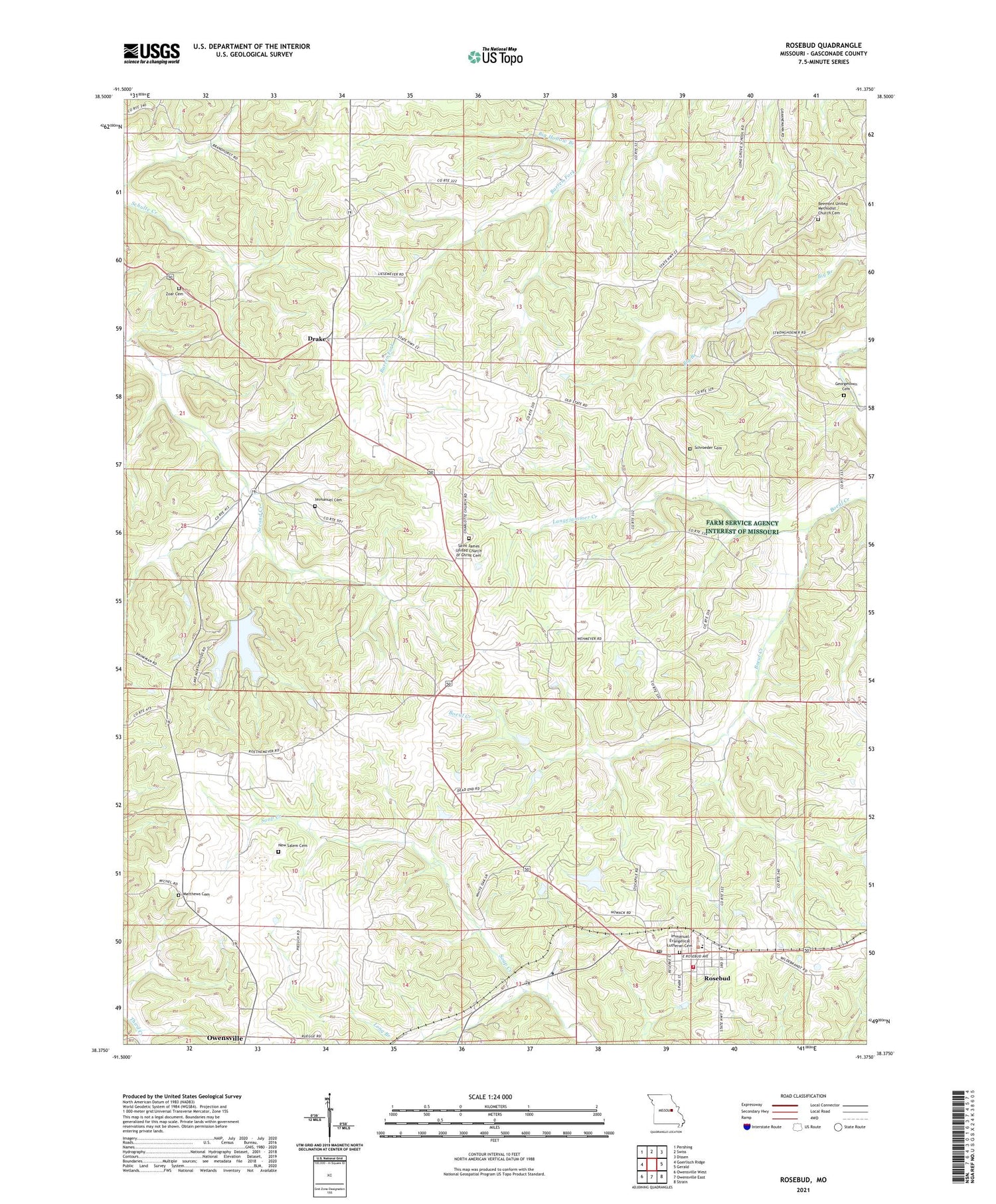 Rosebud Missouri US Topo Map Image