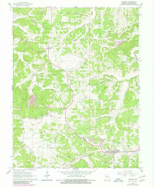 Classic USGS Rosebud Missouri 7.5'x7.5' Topo Map Image