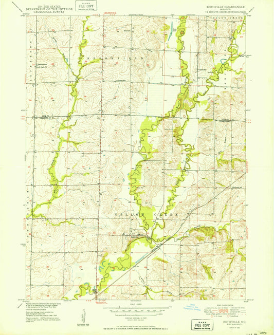 Classic USGS Rothville Missouri 7.5'x7.5' Topo Map Image