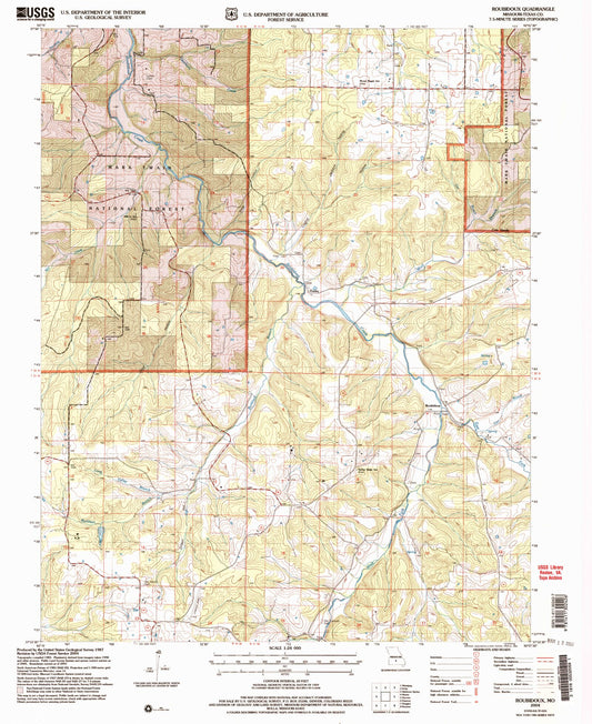 Classic USGS Roubidoux Missouri 7.5'x7.5' Topo Map Image
