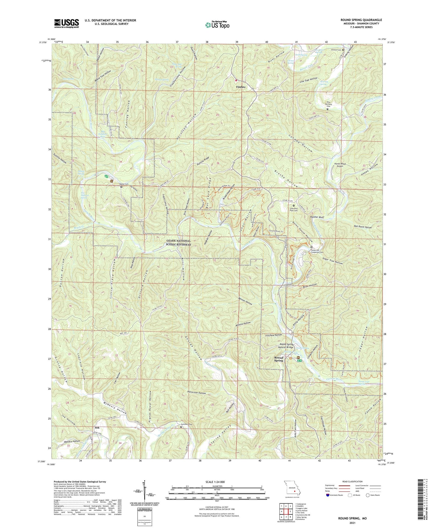 Round Spring Missouri US Topo Map Image