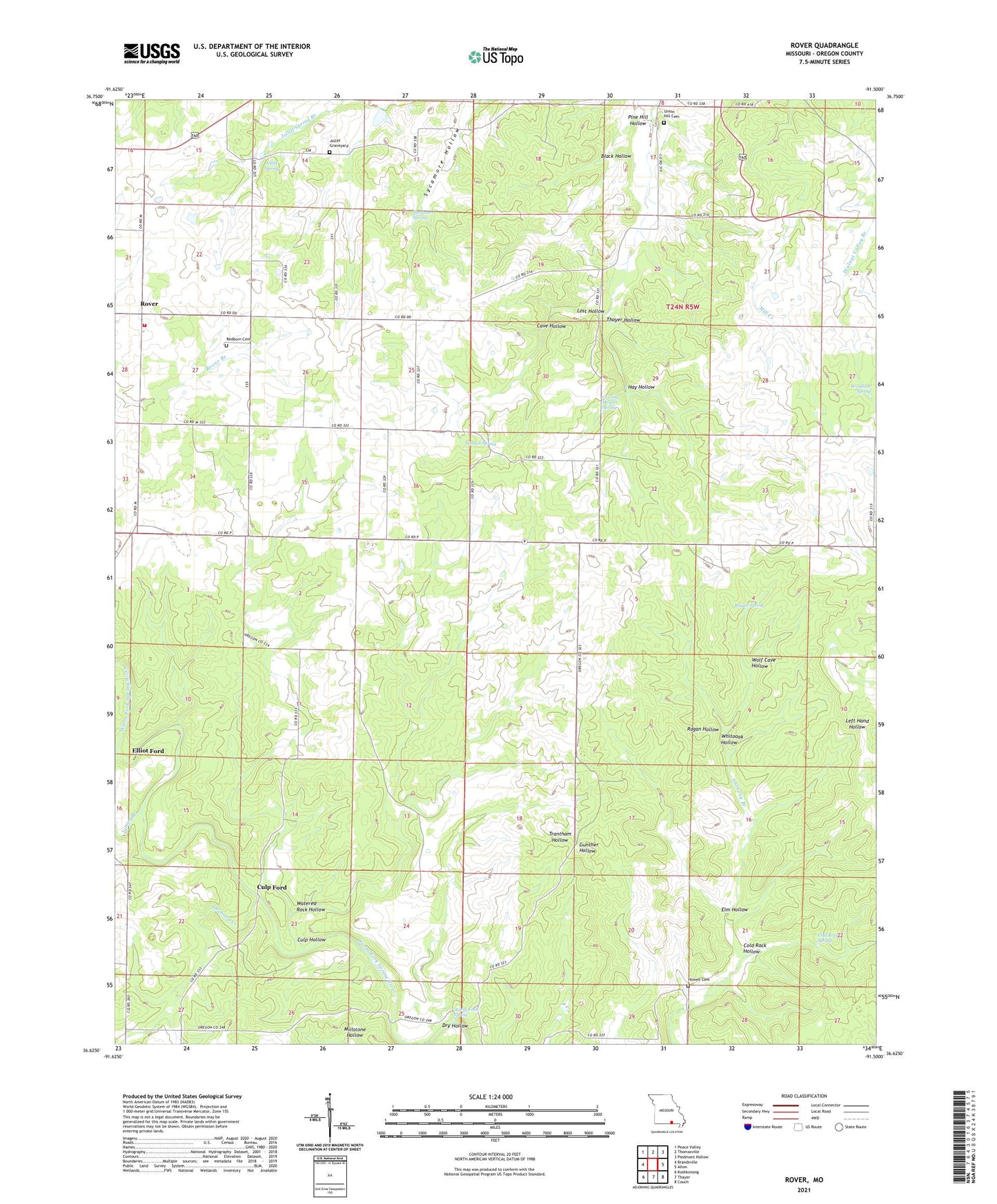 Rover Missouri US Topo Map Image