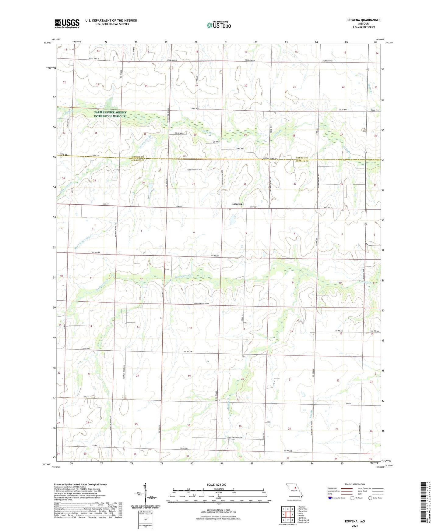 Rowena Missouri US Topo Map Image