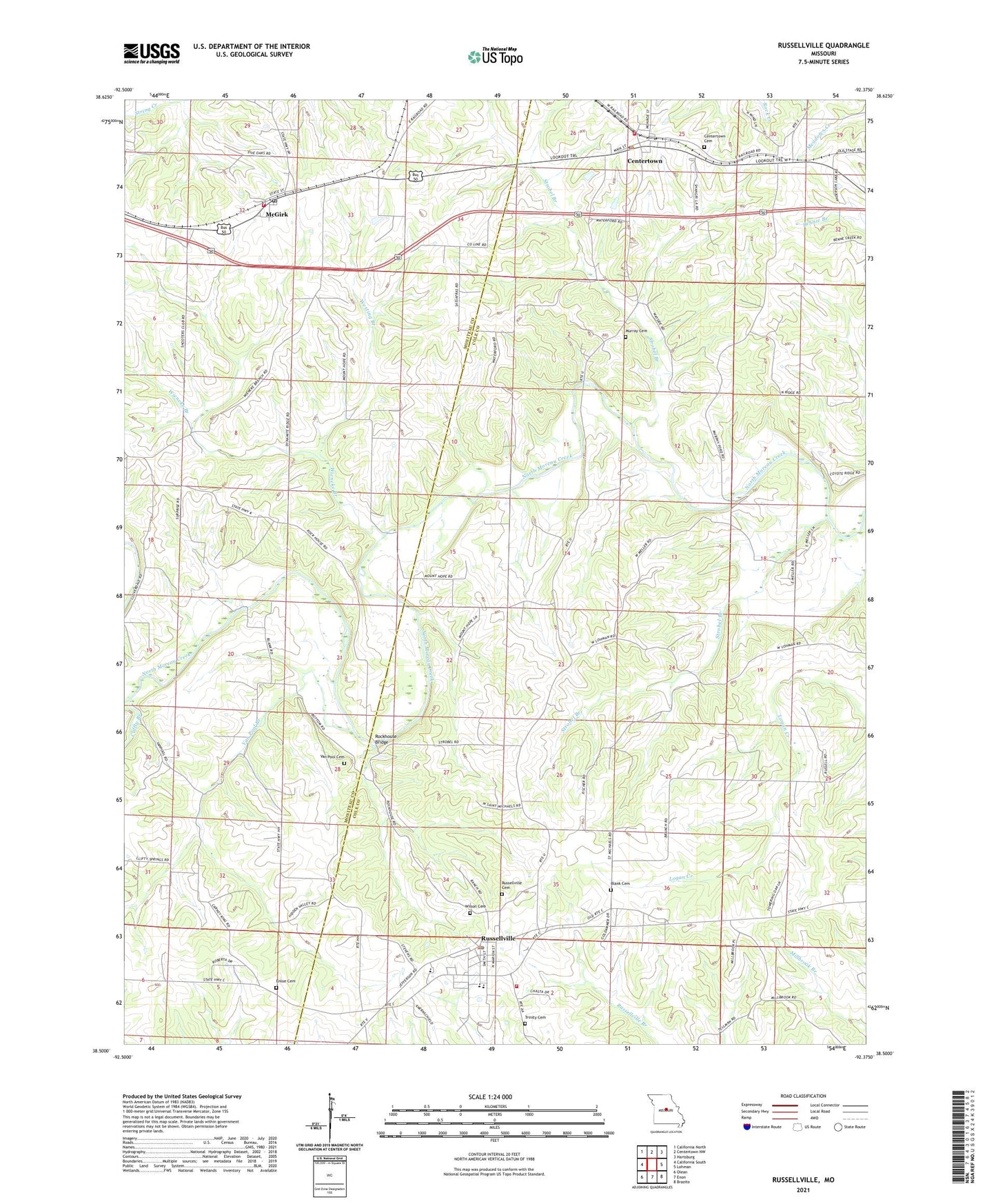 Russellville Missouri US Topo Map Image
