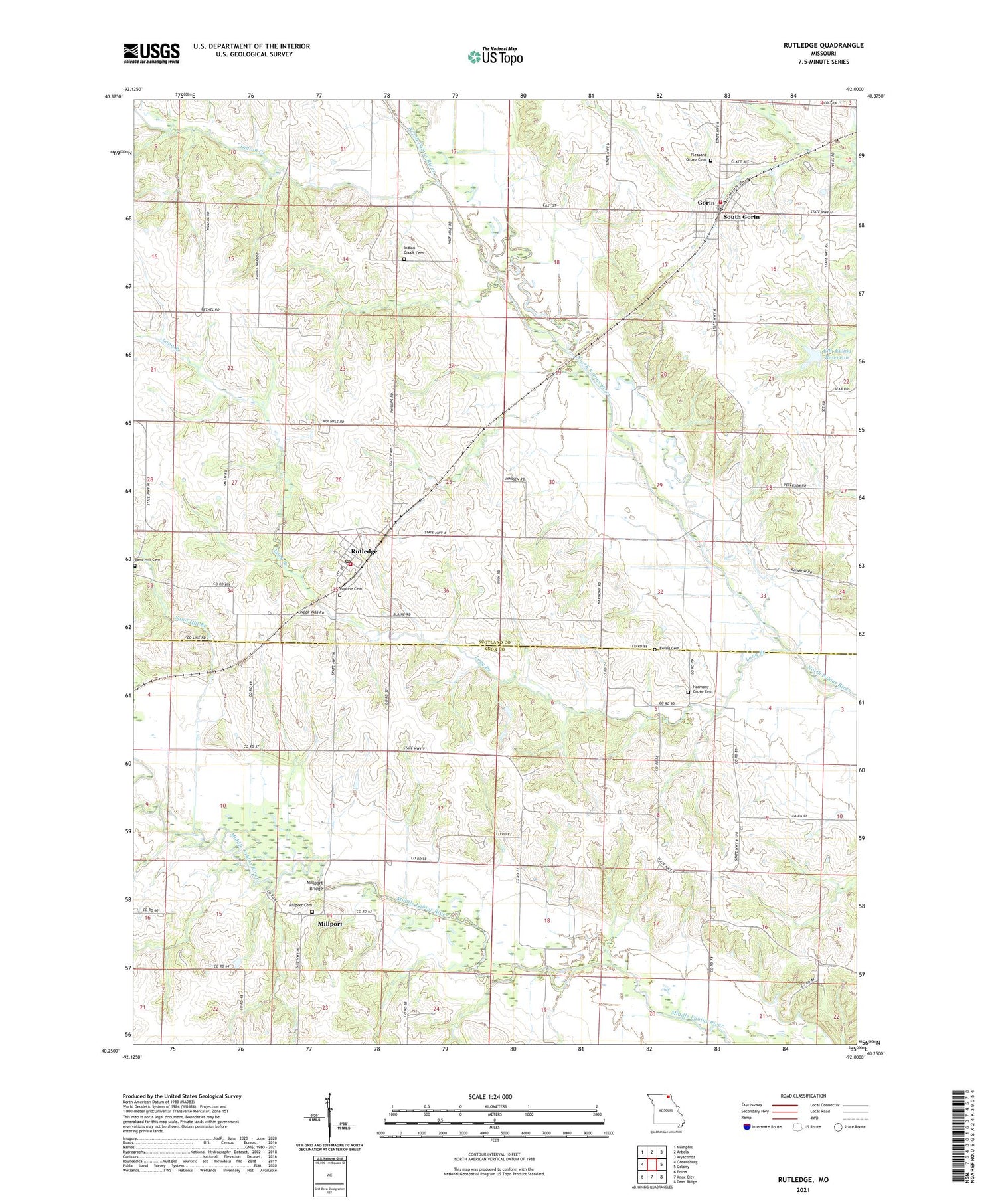 Rutledge Missouri US Topo Map Image