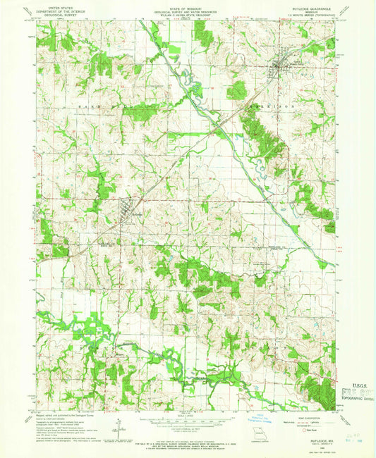 Classic USGS Rutledge Missouri 7.5'x7.5' Topo Map Image