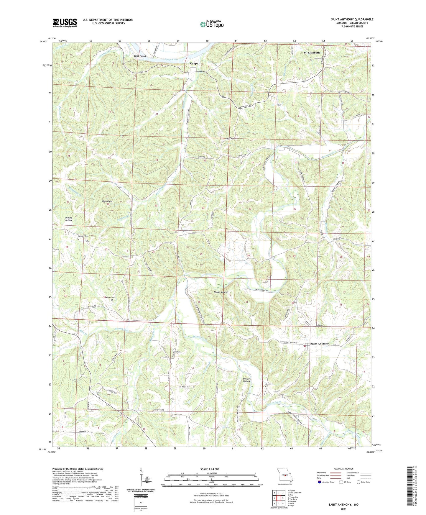 Saint Anthony Missouri US Topo Map Image