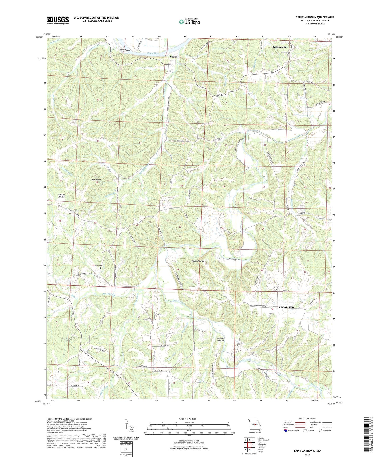 Saint Anthony Missouri US Topo Map Image