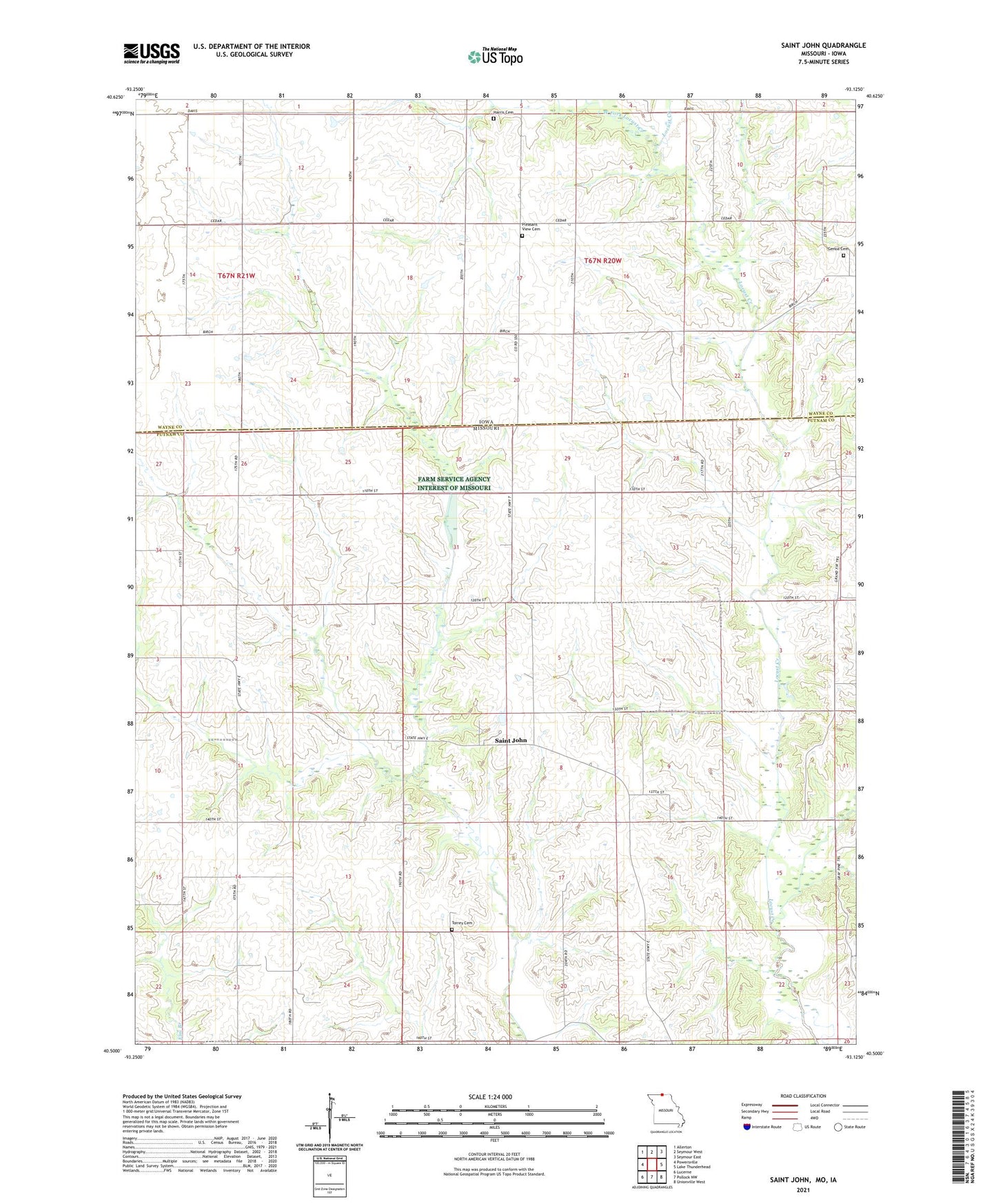 Saint John Missouri US Topo Map Image
