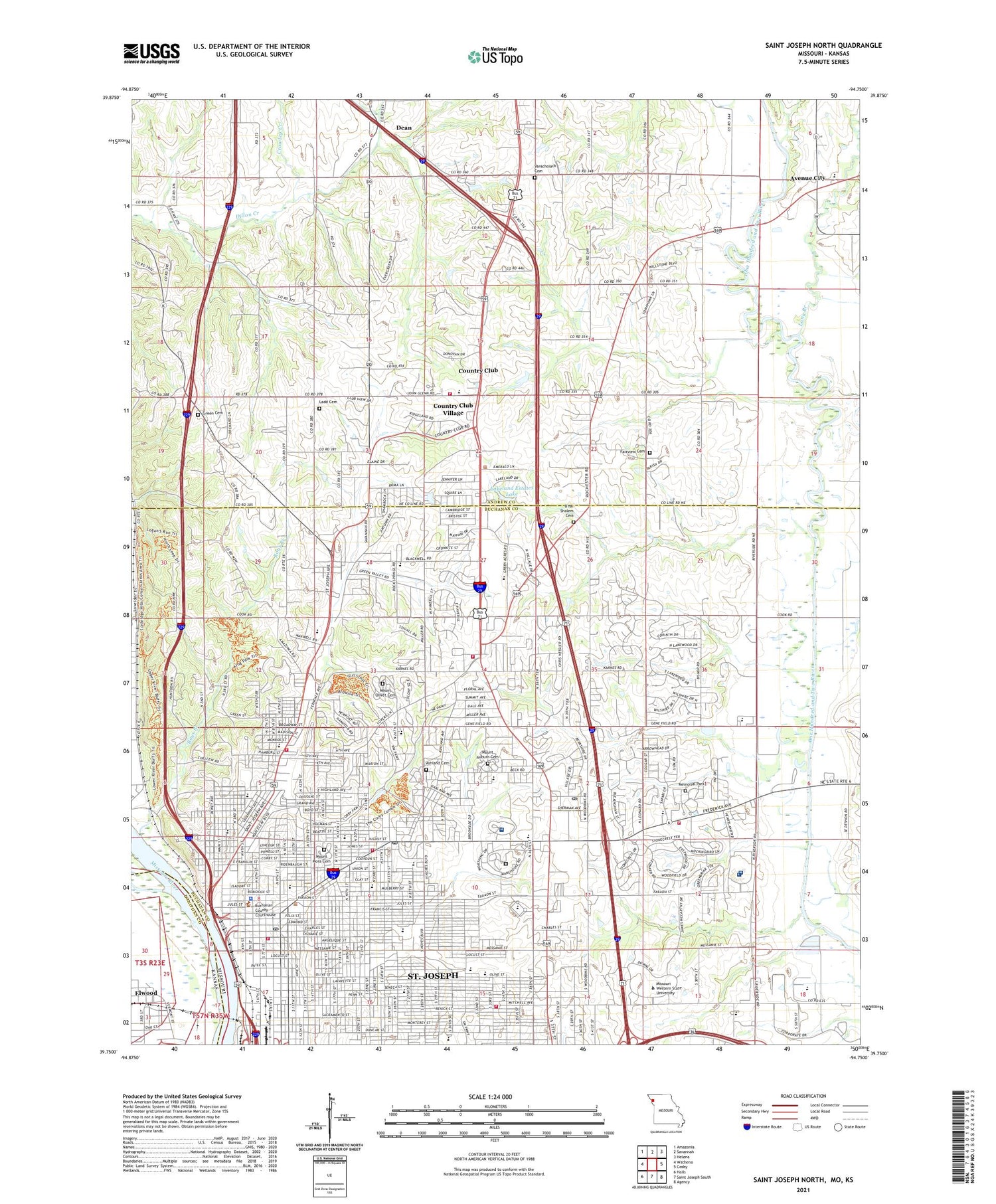 Saint Joseph North Missouri US Topo Map Image