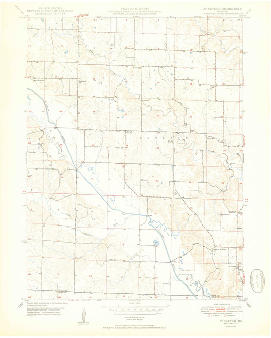 Classic USGS Saint Patrick Missouri 7.5'x7.5' Topo Map Image