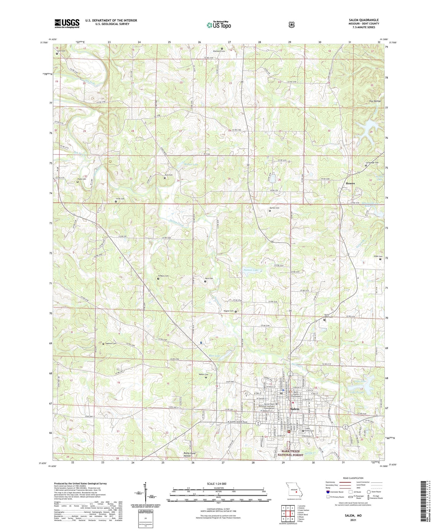 Salem Missouri US Topo Map Image
