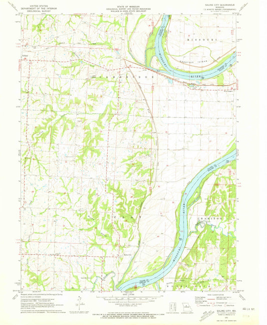 Classic USGS Saline City Missouri 7.5'x7.5' Topo Map Image